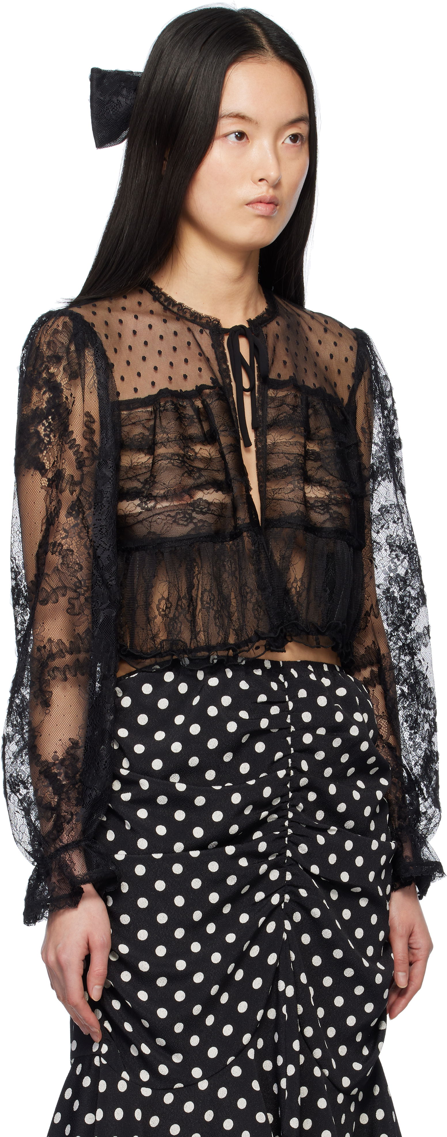 Anna Sui Lace Combo Cardigan