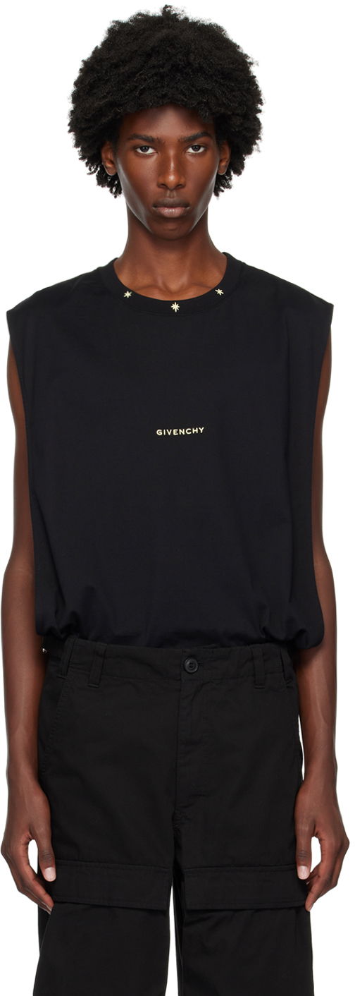 Black Embroidered Logo Tank Top