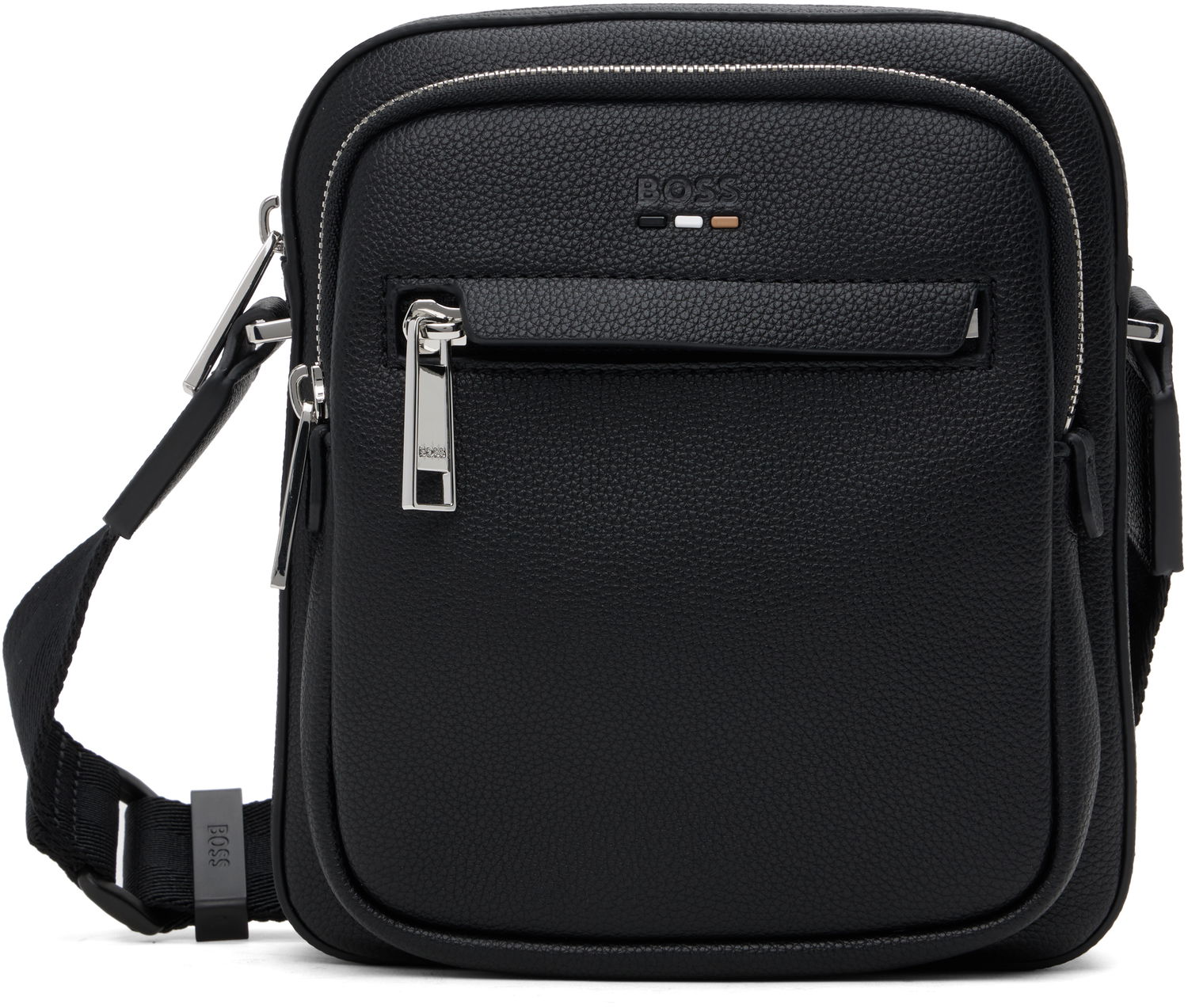 Taška cez rameno BOSS Textured Faux-Leather Mini Crossbody Bag Čierna | 50536196, 0