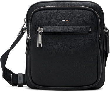 Taška cez rameno BOSS Textured Faux-Leather Mini Crossbody Bag Čierna | 50536196, 0