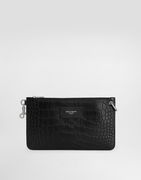 Dolce & Gabbana Crocodile-Print Calfskin Pouch