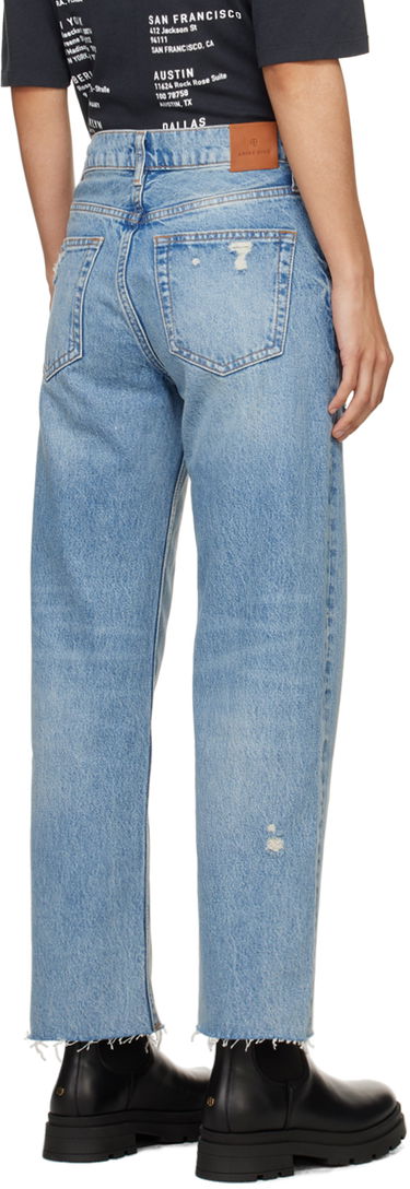 Džínsy Anine Bing Gavin Distressed High-Rise Straight Leg Jeans Modrá | A-06-1113-440, 2