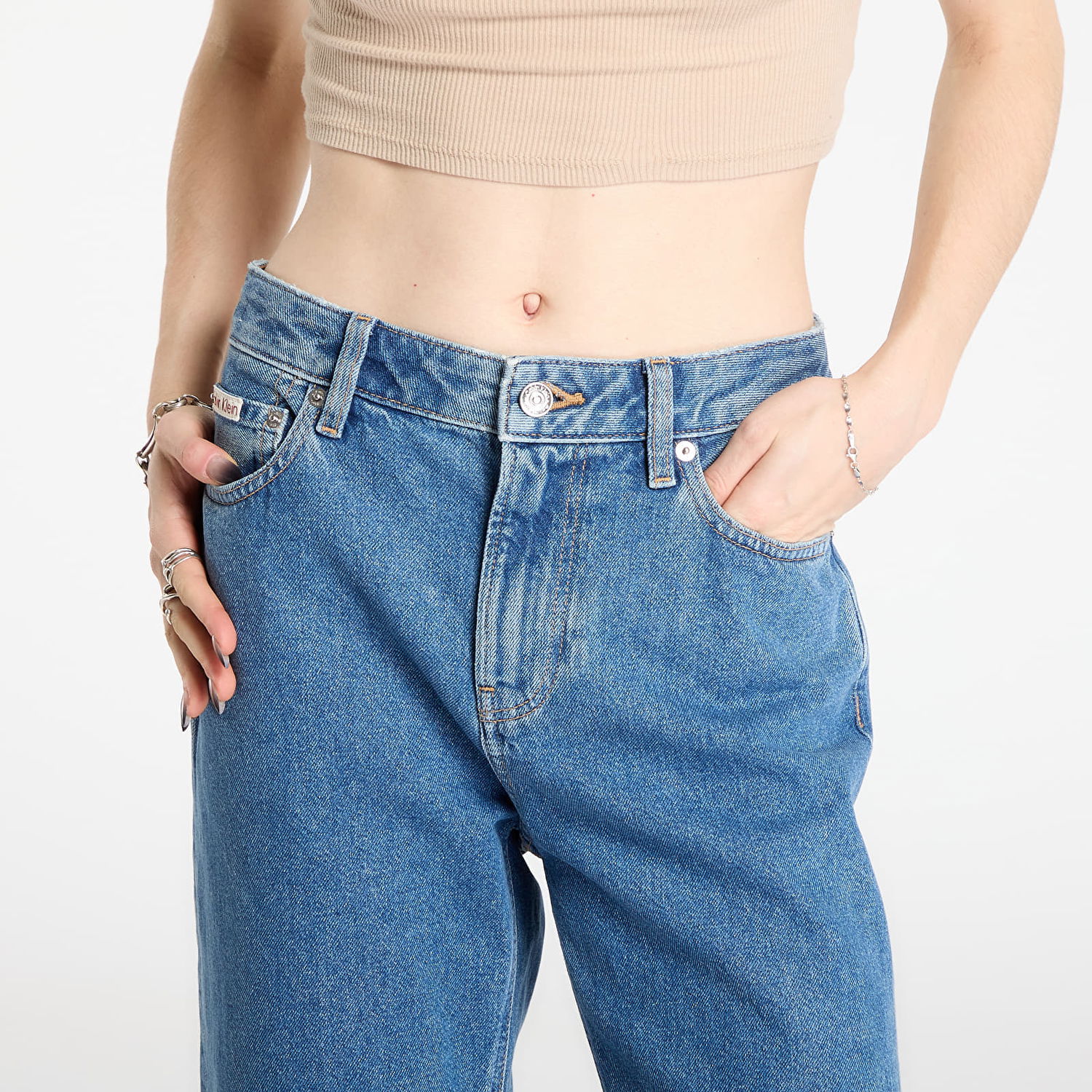 Džínsy CALVIN KLEIN 90S Straight Short Jeans with Ripped Knee Modrá | LV047E609G VLC Short, 1