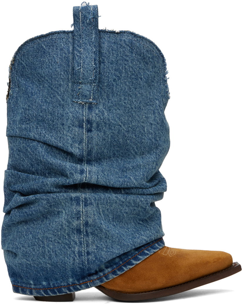 Oblečenie R13 R13 Low Rider Cowboy Denim Boots Modrá | R13S0109-DEN