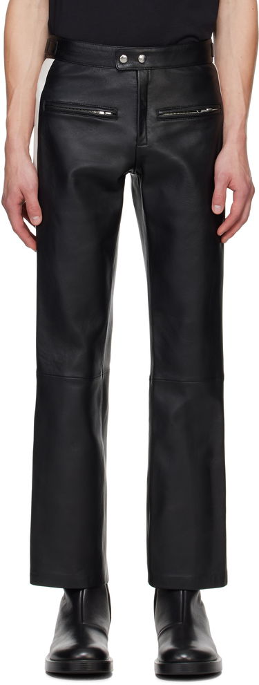 Nohavice Courrèges Courrèges Contrast Band Biker Leather Pants Čierna | 324LPA245CV0005, 0