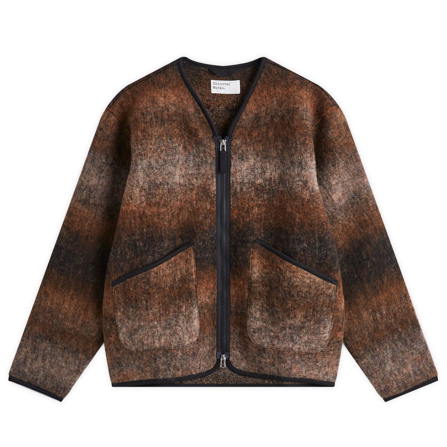 Sveter Universal Works Universal Works Ombre Wool Fleece Liner Jacket, Size Large Hnedá | P31193-BRN, 1