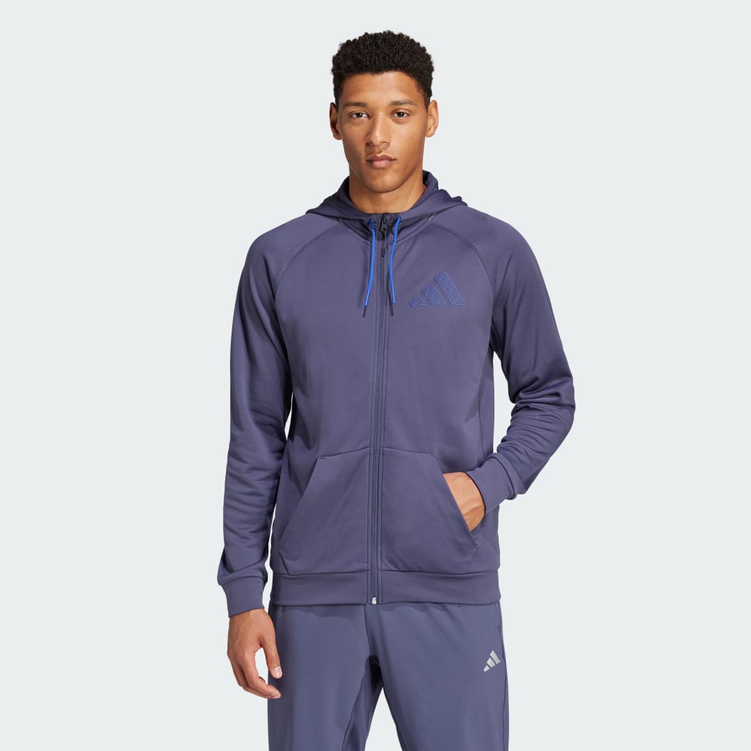 Mikina adidas Performance Game and Go Training Full-Zip Hoodie Fialová | IX9035, 0