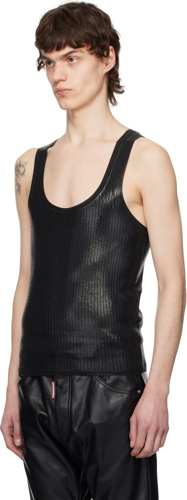 Tielko DSQUARED2 Dsquared2 Coated Ribbed Knit Tank Top Čierna | S71HA1339-D13114-900, 3