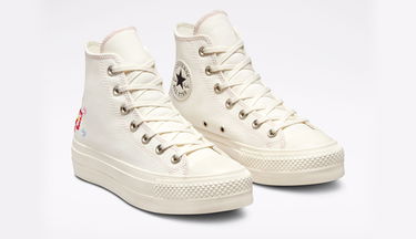 Tenisky a topánky Converse Chuck Taylor All Star Lift Platform Floral Embroidery Biela | A02198C, 2