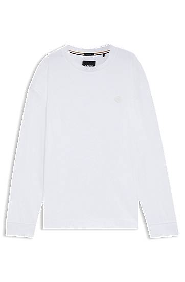 Tričko BOSS Mercerised-cotton T-shirt with Double B monogram Biela | 50557846