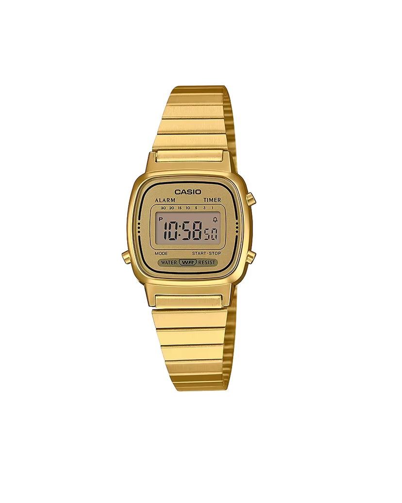 Hodinky CASIO Digital Watch With Gold Tone Stainless Steel Strap Metalická | LA670WEGA-9EF