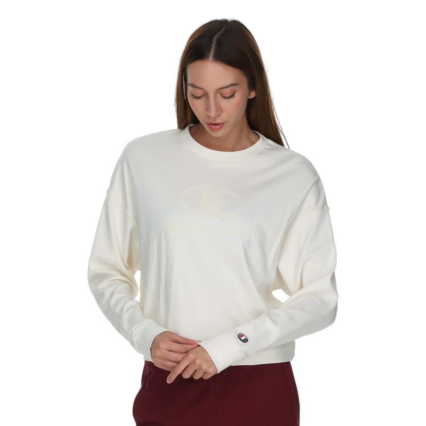 Mikina Champion Long-Sleeve Embossed Logo Crewneck Sweatshirt Biela | 118571-WW005