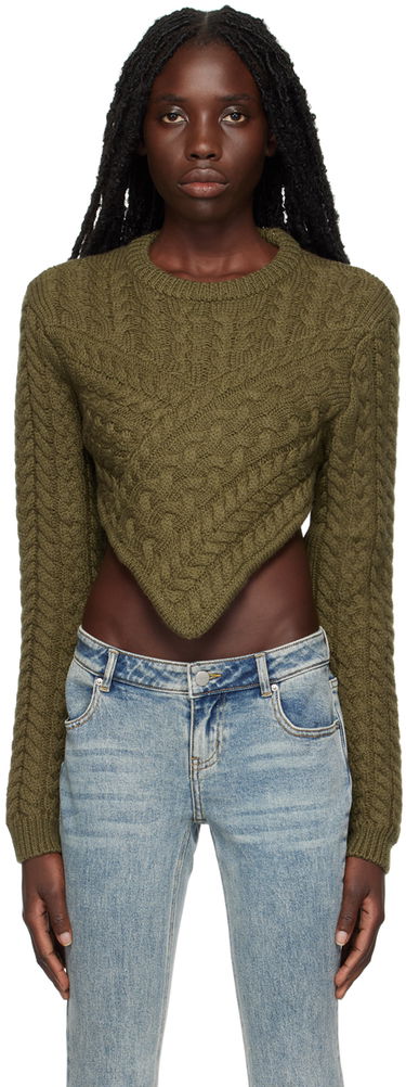 Sveter Miaou Miaou Vela Cropped Cable Knit Sweater Zelené | 7060CKOLV, 0