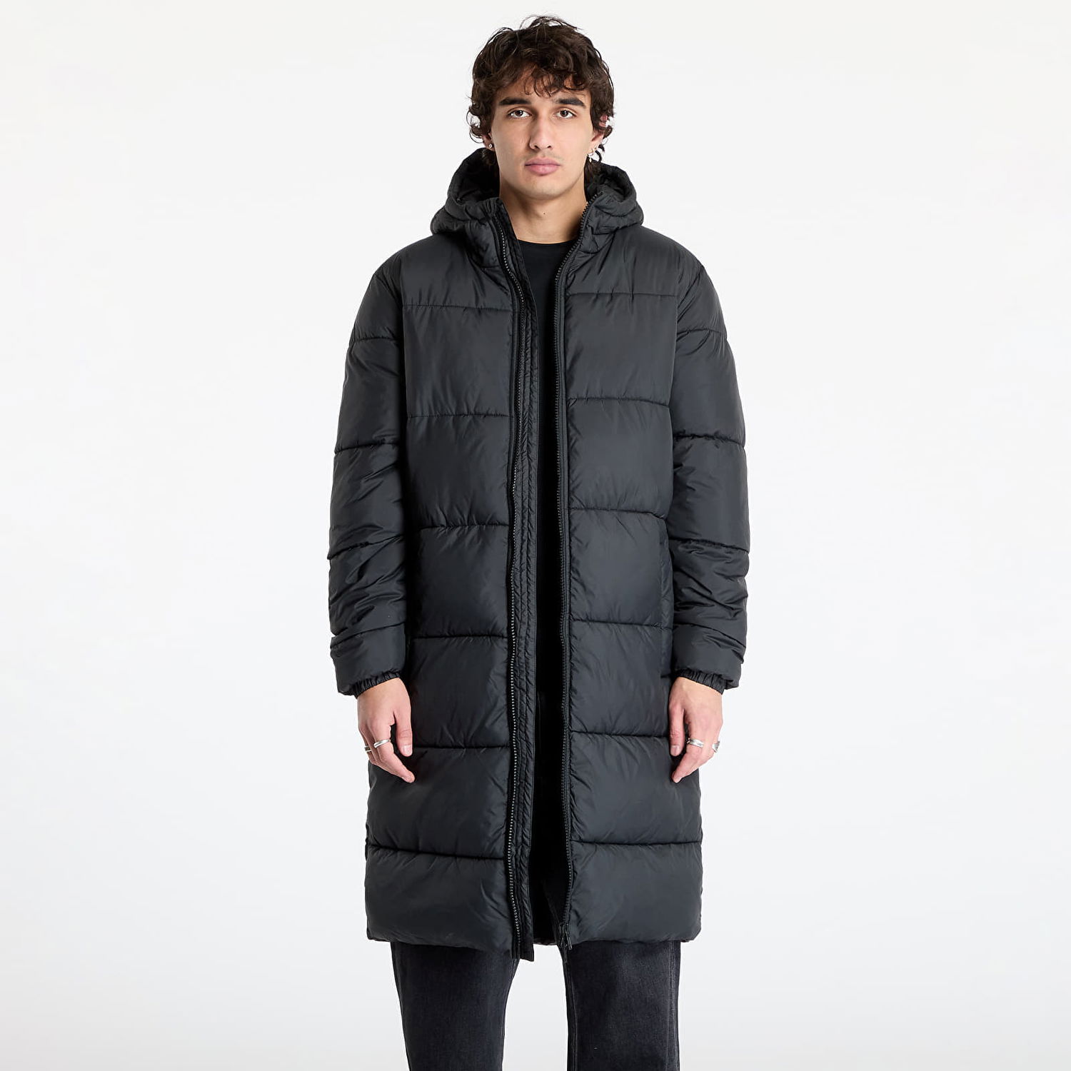 Prešívaná bunda Urban Classics Puffer Coat Long Black Čierna | TB7010-00007, 0