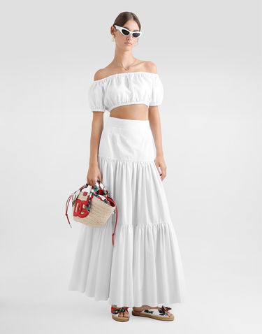 Crop Top Dolce & Gabbana Dolce & Gabbana Bardot-neck Cotton Top Biela | F755RTFU61AW0800, 1
