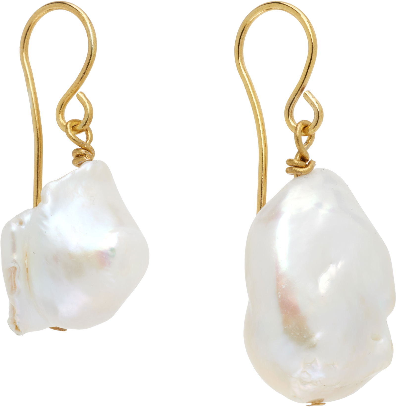 Pearl Grainy Earrings "Gold & White"