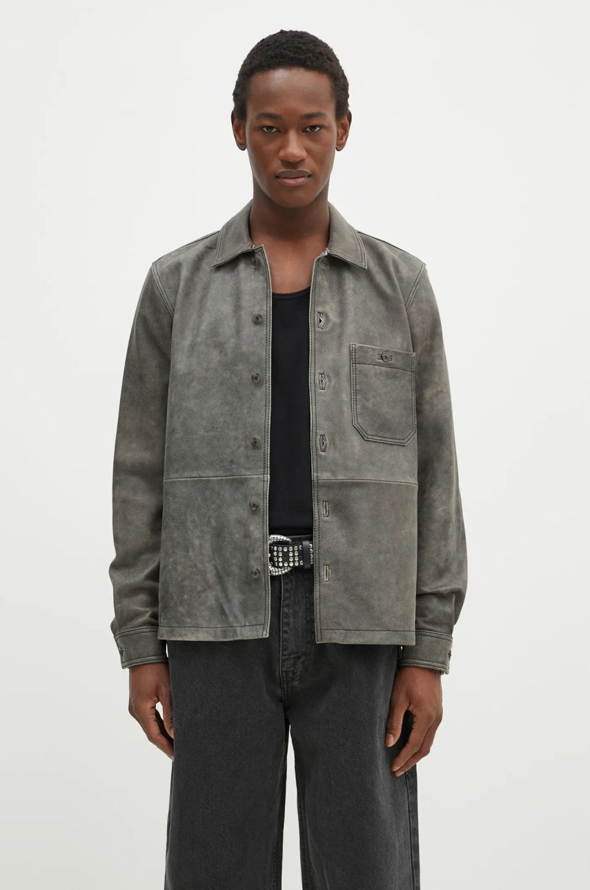 Košeľa Samsoe Samsoe Samsoe Samsoe Saruffo X C Leather Shirt Jacket Šedá | M24400053, 0