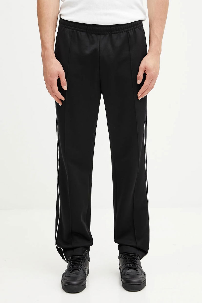Tepláky Lacoste Elastic Waist Straight Leg Track Pants with White Side Stripes and Front Pintuck Seams Čierna | XH1412