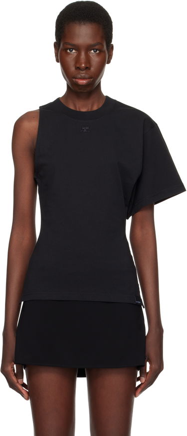 Tielko Courrèges Courrèges Scuba One-Sleeve T-Shirt Čierna | 225JTS201JS0107, 0