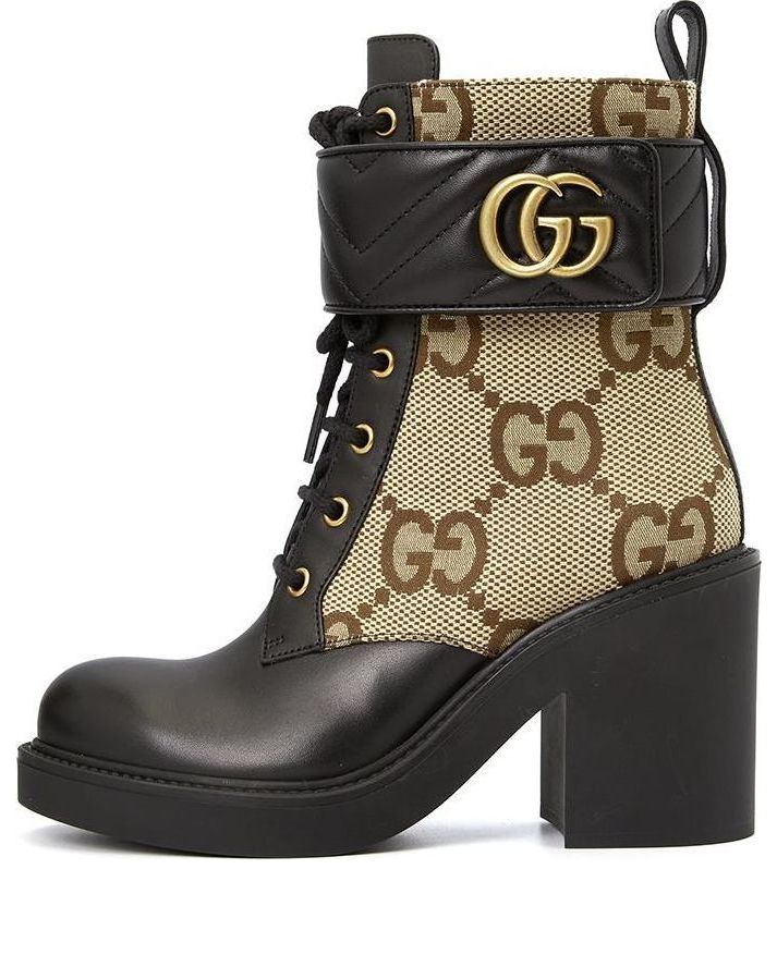 Tenisky a topánky Gucci Double G Monogram Canvas Lace-up Ankle Boot Čierna | 719849-AABD0-1183, 0