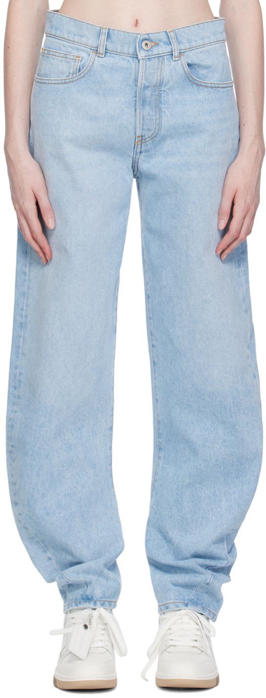 Džínsy Off-White Off-White Twist Banana Jeans Modrá | OWYA052S23DEN0014000, 0