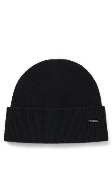 Kulicha BOSS Cashmere beanie hat with logo plaque Čierna | 50548851