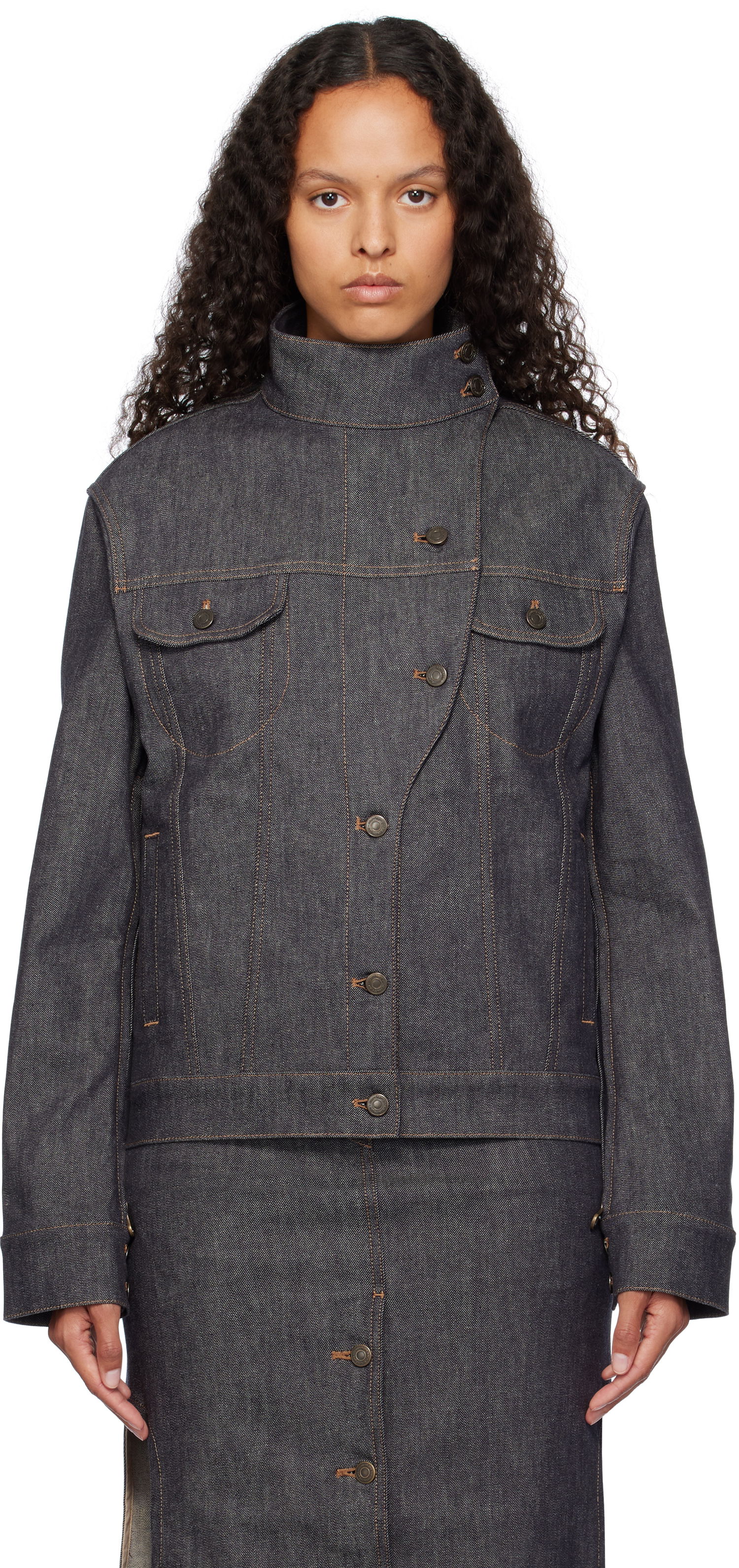 Bunda Courrèges Motorcycle Denim Jacket Modrá | 424DBL217DE0035, 0