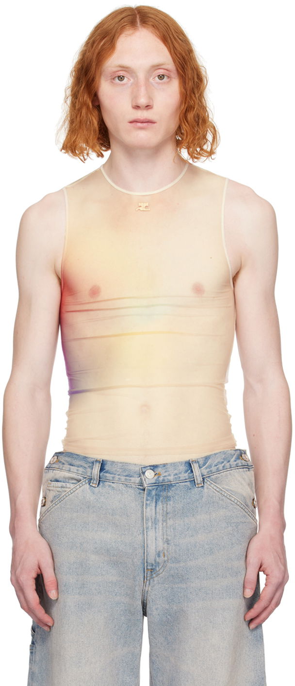 Tielko Courrèges Aura Semi-Sheer Tank Top Béžová | 124JTO088PR0059, 0