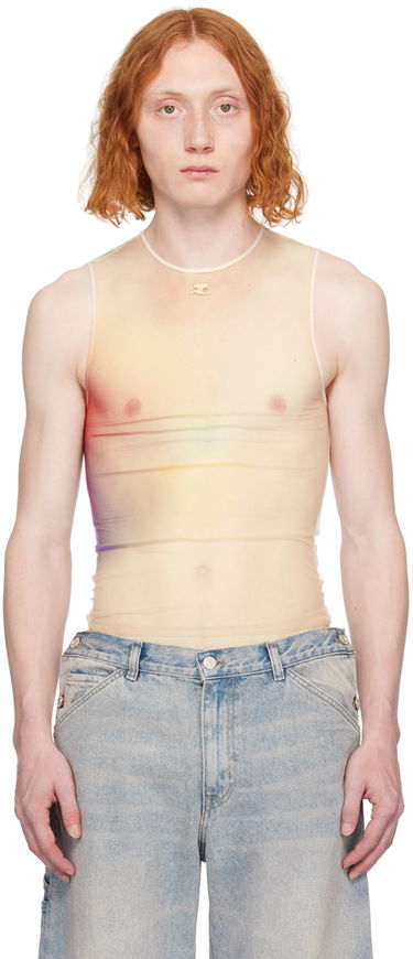 Tielko Courrèges Aura Semi-Sheer Tank Top Béžová | 124JTO088PR0059, 0