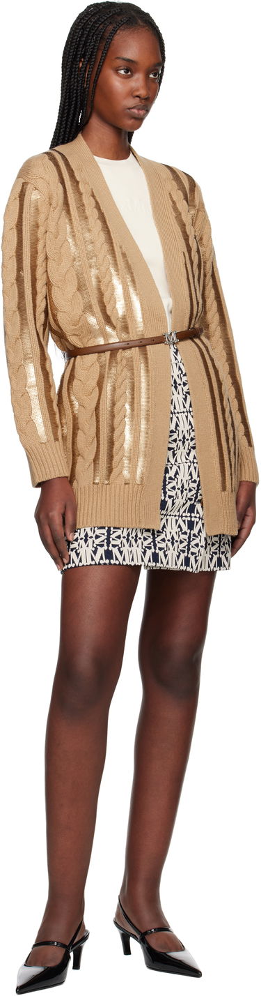 Sveter Max Mara Max Mara Cable Knit Sequin Cardigan Hnedá | 2511341011675, 3