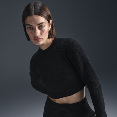 Crop Top Nike Phoenix Cozy Bouclé Crop Top Čierna | FZ1716-010, 3