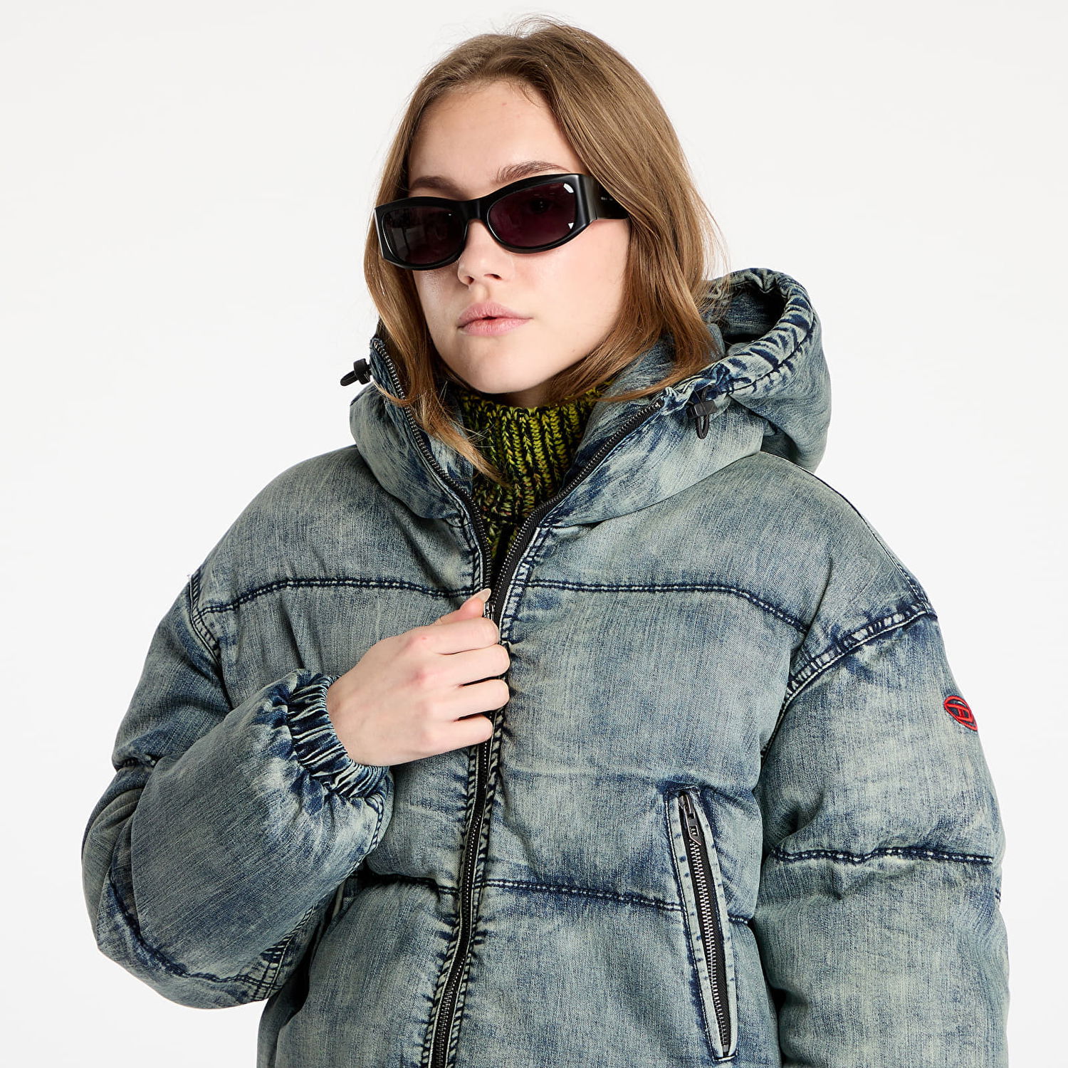 Prešívaná bunda Diesel Diesel W-Aves Cropped Puffer Jacket Modrá | A14549_0SKAI Blue, 1