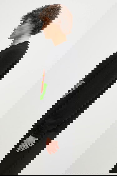 Sveter KENZO Pop Collection Wool Warm Sweater with Red Flower Paris Design Čierna | FF55PU7223LA.99J, 1