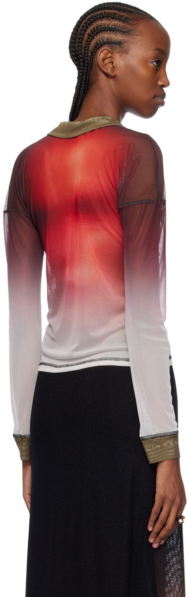 Polo tričko Ottolinger Ottolinger Semi-Sheer Long Sleeve Polo Červená | 103401, 2