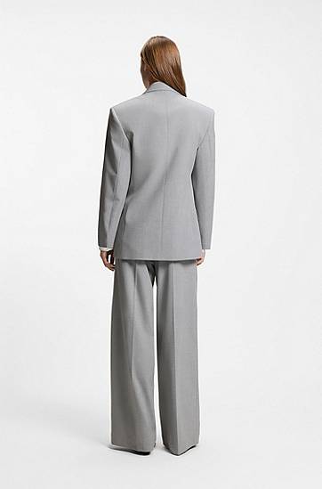 Bunda BOSS Relaxed-fit blazer with enamel flower brooch Šedá | 50554018, 1