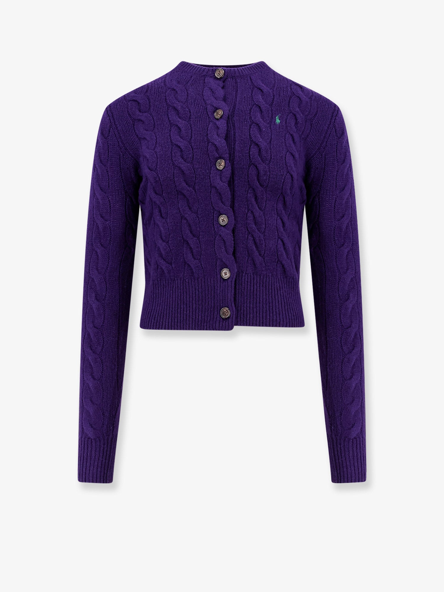 Purple Cable Knit Cardigan