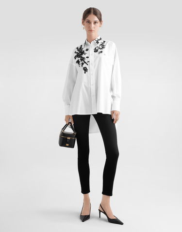 Košeľa Dolce & Gabbana Dolce & Gabbana Oversize Cotton Poplin Shirt with Lace Appliqués Biela | F5T39TGDB8OW0800, 1