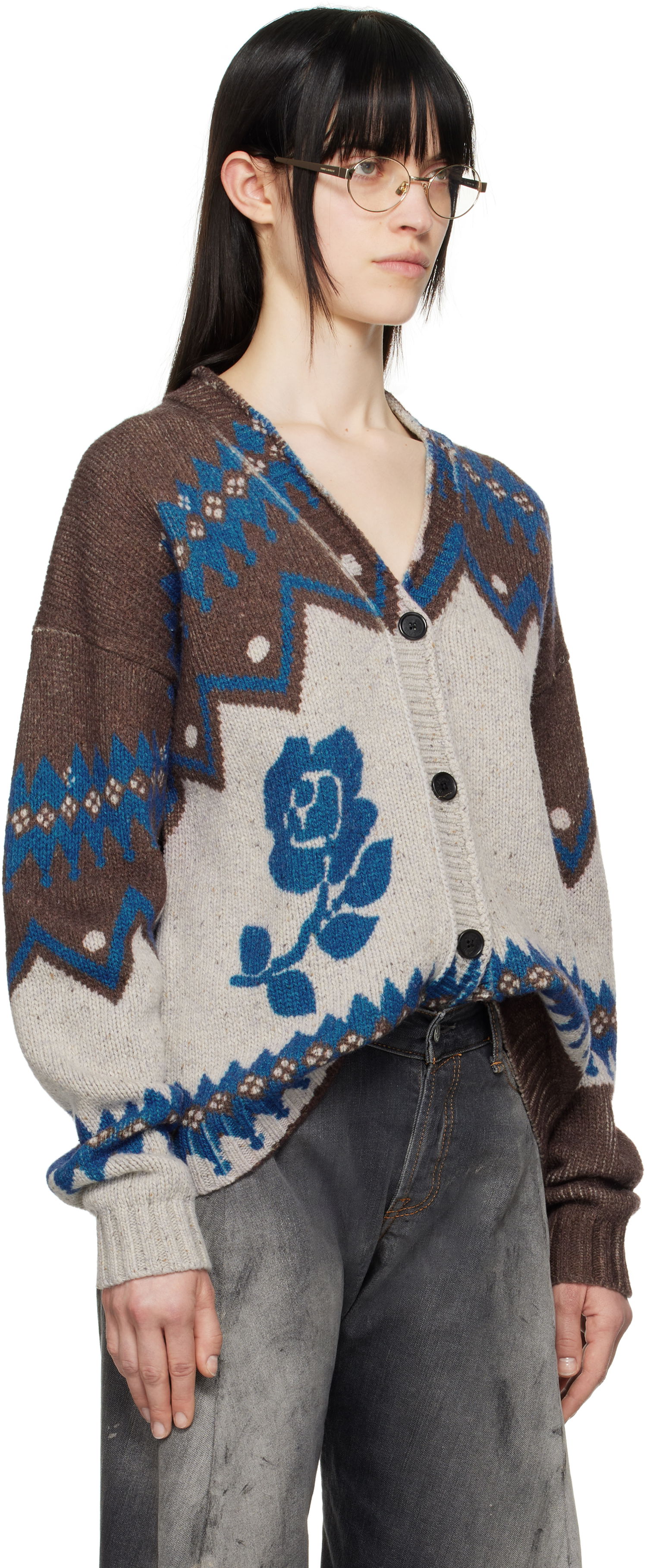 Sveter Acne Studios Acne Studios Jacquard Wool Cardigan Rôznofarebný | A60577-, 1