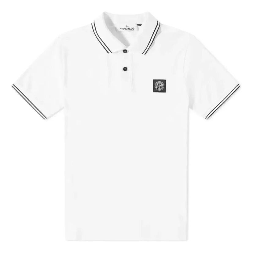 Polo tričko Stone Island Stone Island Patch Tipped Polo Biela | 101522S18-V1001