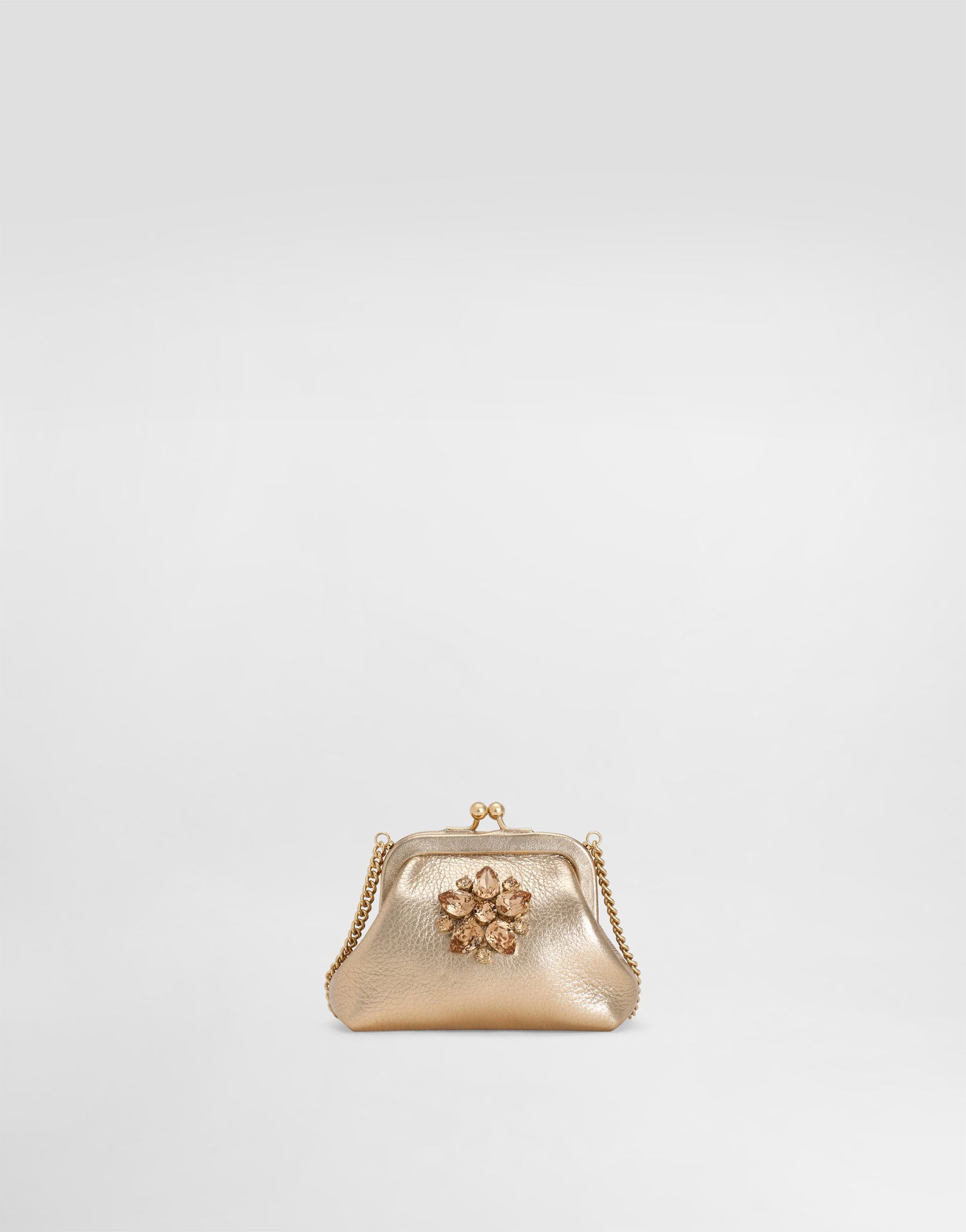 Kabelka Dolce & Gabbana Laminated Calfskin Crystal Embellished Clutch Bag Metalická | EB0007AY81280997, 0