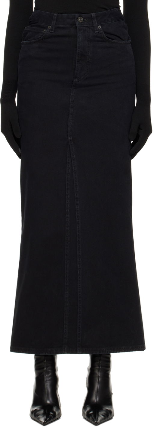 Sukňa Balenciaga Vented Denim Maxi Skirt Čierna | 744975 TNW11, 0