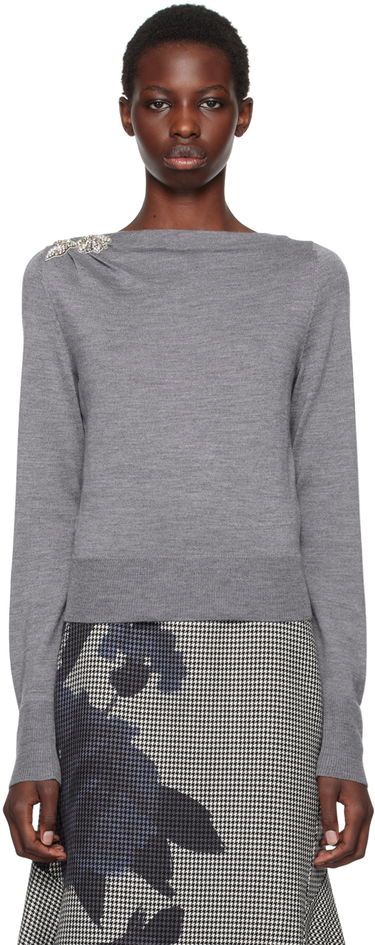 Sveter Erdem Drape Detail Knit Sweater Šedá | PF24_F1KT3_GYEKW, 0