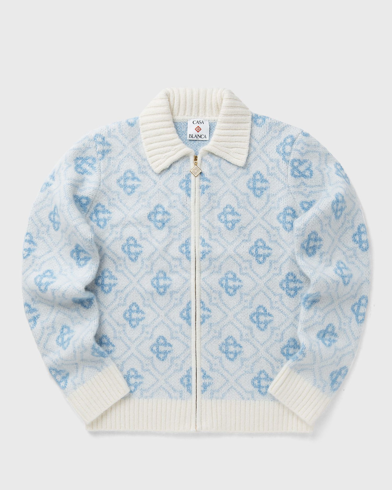 Sveter Casablanca Monogram Zip-Up Knit Sweater Modrá | MPF25-KW-1005-01, 0