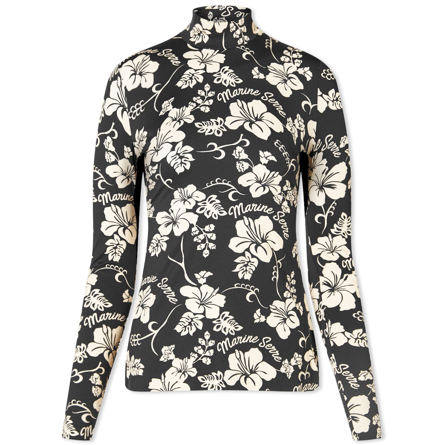 Tričko Marine Serre Recycled Jersey Second Skin Floral Print Top Čierna | WTS005-BK99, 0