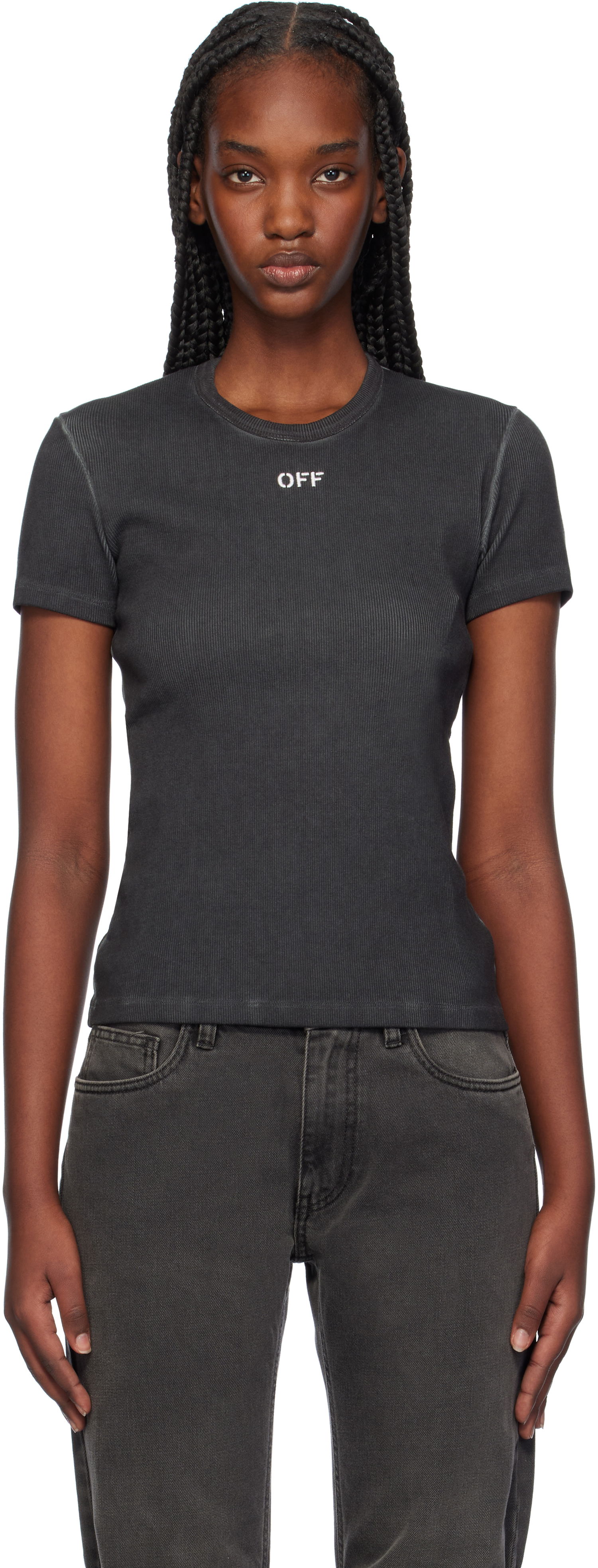 Tričko Off-White Rib Basic T-shirt Šedá | OWAA065F24JER0010701, 0