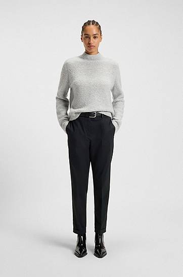 Nohavice BOSS Regular Fit Flannel Trousers Navy | 50548280, 1