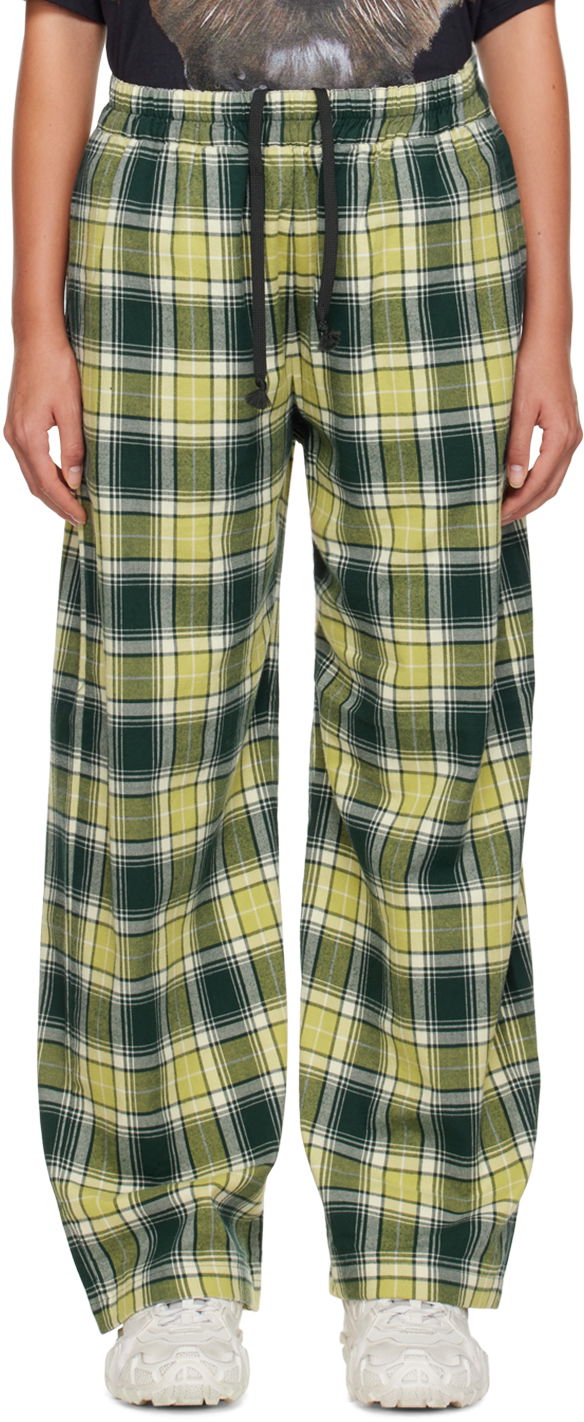 Nohavice Acne Studios Check Trousers Zelené | CK0084-, 0