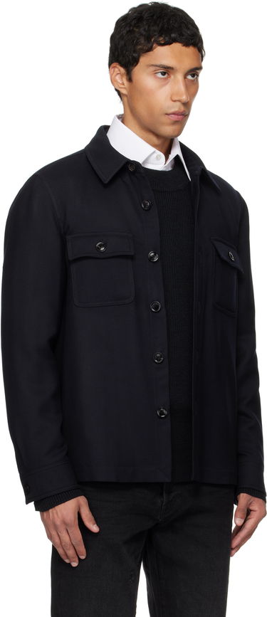 Bunda Tom Ford TOM FORD Light Wool Chest Pocket Overshirt Navy | OJS016-FMW063, 1