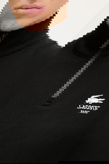 Mikina Lacoste Cotton Half-Zip Sweatshirt with Paris Logo Print Čierna | SH2735, 9