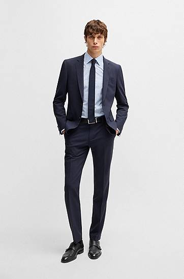Košeľa BOSS Slim Fit Stretch Cotton Poplin Printed Shirt Modrá | 50533021, 1